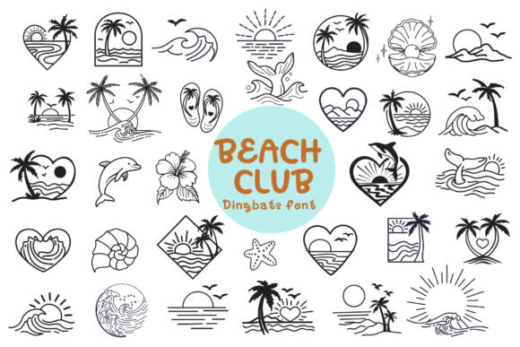 Beach Club Doodle: Your Go-To Tropical Design Asset