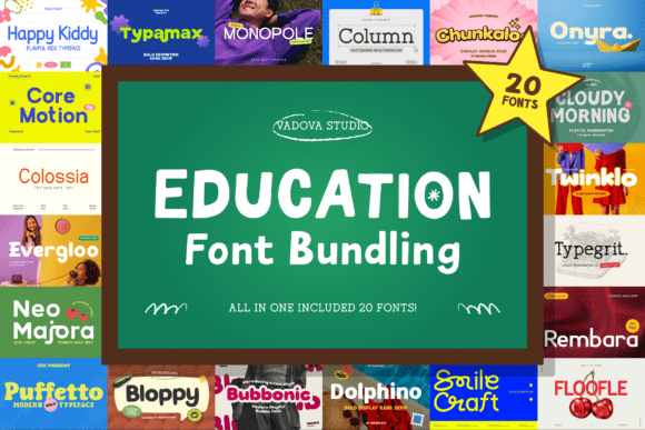 Discover the Education Bundle: Playful Fonts for Learning Designs